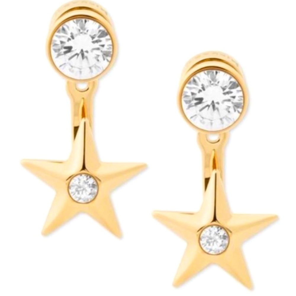 MICHAEL KORS GOLD TONE STAR FRONT & BACK EARRINGS
